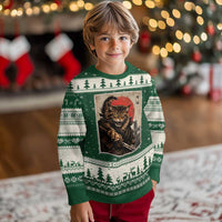 Japanese Maine Coon Samurai Warrior Ugly Christmas Sweater Vintage Ukiyoe Cat