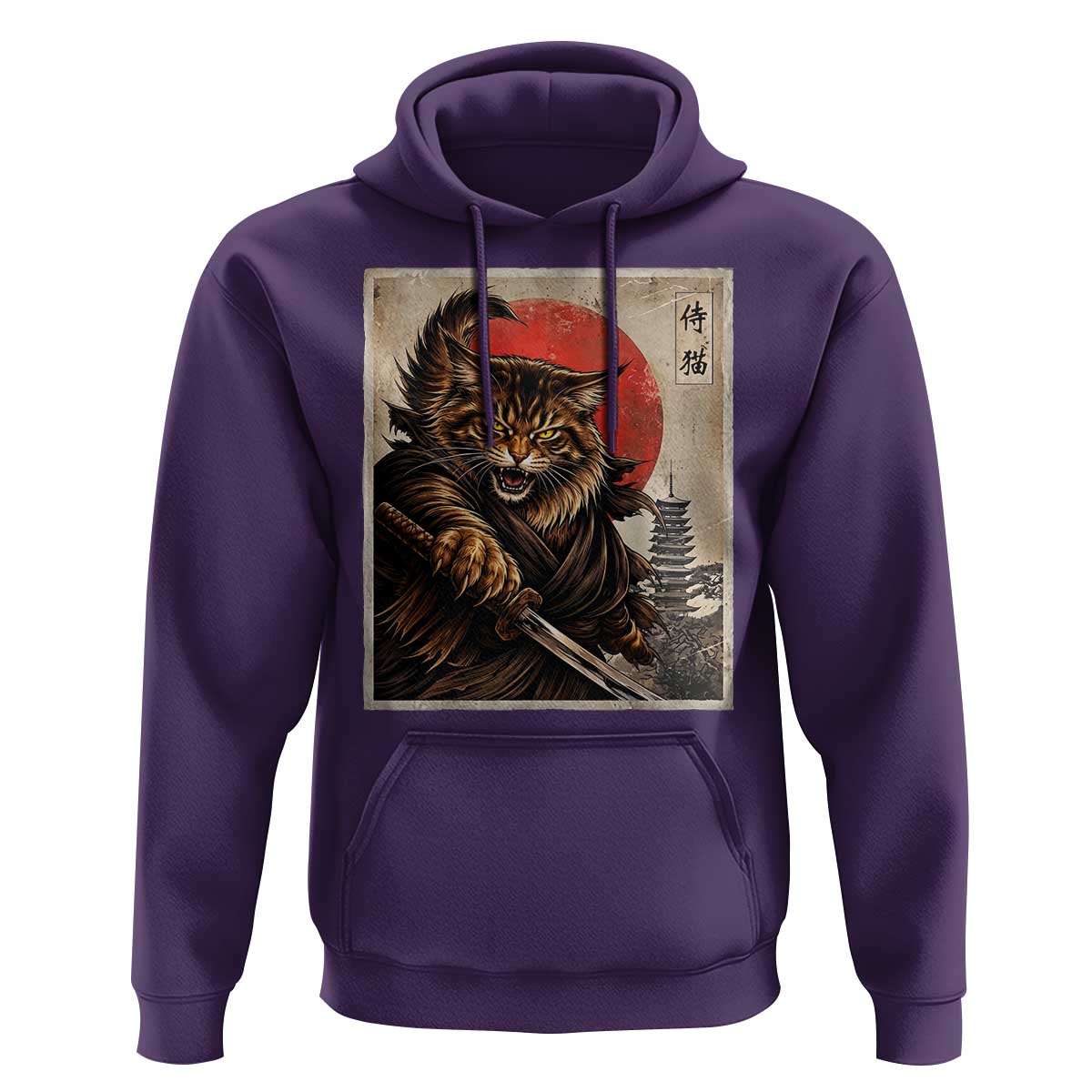 Japanese Maine Coon Samurai Warrior Hoodie Vintage Ukiyoe Cat