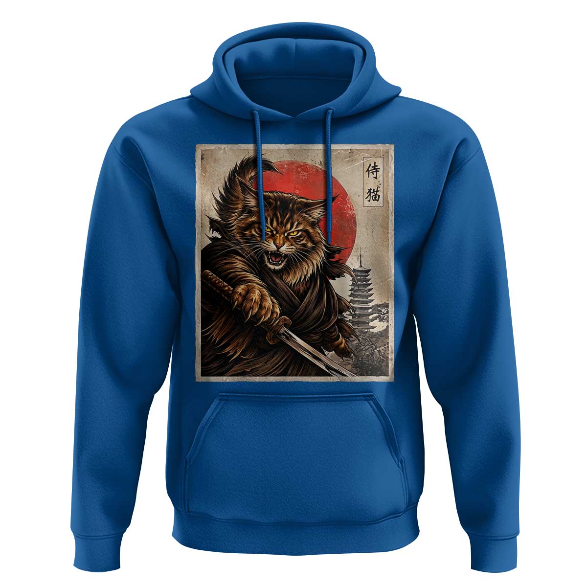 Japanese Maine Coon Samurai Warrior Hoodie Vintage Ukiyoe Cat