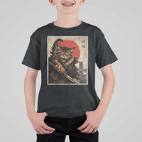 Japanese Maine Coon Samurai Warrior T Shirt For Kid Vintage Ukiyoe Cat