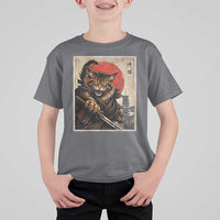 Japanese Maine Coon Samurai Warrior T Shirt For Kid Vintage Ukiyoe Cat