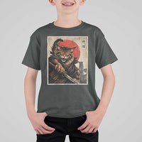 Japanese Maine Coon Samurai Warrior T Shirt For Kid Vintage Ukiyoe Cat