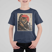 Japanese Maine Coon Samurai Warrior T Shirt For Kid Vintage Ukiyoe Cat