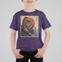Japanese Maine Coon Samurai Warrior T Shirt For Kid Vintage Ukiyoe Cat