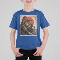 Japanese Maine Coon Samurai Warrior T Shirt For Kid Vintage Ukiyoe Cat