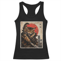 Japanese Maine Coon Samurai Warrior Racerback Tank Top Vintage Ukiyoe Cat