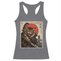 Japanese Maine Coon Samurai Warrior Racerback Tank Top Vintage Ukiyoe Cat
