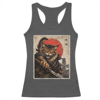 Japanese Maine Coon Samurai Warrior Racerback Tank Top Vintage Ukiyoe Cat