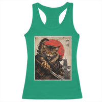 Japanese Maine Coon Samurai Warrior Racerback Tank Top Vintage Ukiyoe Cat
