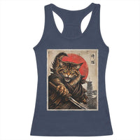 Japanese Maine Coon Samurai Warrior Racerback Tank Top Vintage Ukiyoe Cat