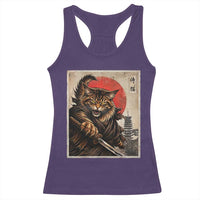 Japanese Maine Coon Samurai Warrior Racerback Tank Top Vintage Ukiyoe Cat
