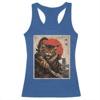 Japanese Maine Coon Samurai Warrior Racerback Tank Top Vintage Ukiyoe Cat