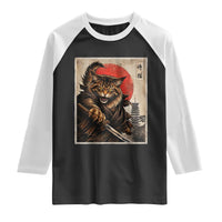 Japanese Maine Coon Samurai Warrior Raglan Shirt Vintage Ukiyoe Cat
