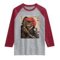 Japanese Maine Coon Samurai Warrior Raglan Shirt Vintage Ukiyoe Cat