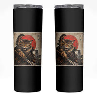 Japanese Maine Coon Samurai Warrior Skinny Tumbler Vintage Ukiyoe Cat