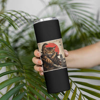 Japanese Maine Coon Samurai Warrior Skinny Tumbler Vintage Ukiyoe Cat