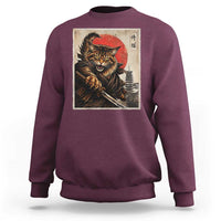 Japanese Maine Coon Samurai Warrior Sweatshirt Vintage Ukiyoe Cat