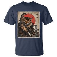 Japanese Maine Coon Samurai Warrior T Shirt Vintage Ukiyoe Cat