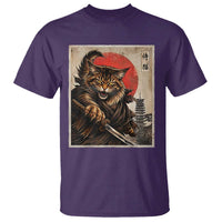 Japanese Maine Coon Samurai Warrior T Shirt Vintage Ukiyoe Cat