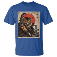 Japanese Maine Coon Samurai Warrior T Shirt Vintage Ukiyoe Cat