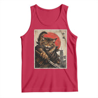 Japanese Maine Coon Samurai Warrior Tank Top Vintage Ukiyoe Cat