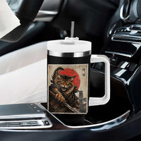 Japanese Maine Coon Samurai Warrior Tumbler With Handle Vintage Ukiyoe Cat