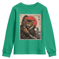 Japanese Maine Coon Samurai Warrior Youth Sweatshirt Vintage Ukiyoe Cat