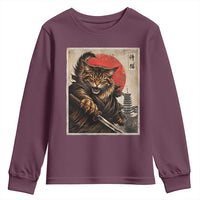 Japanese Maine Coon Samurai Warrior Youth Sweatshirt Vintage Ukiyoe Cat