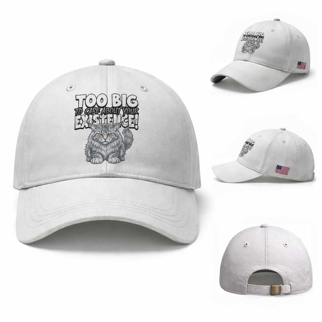 Funny Maine Coon Cat Baseball Cap Too Big To Care About Your Existence