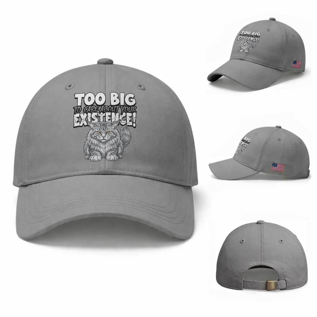 Funny Maine Coon Cat Baseball Cap Too Big To Care About Your Existence