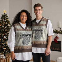 Funny Maine Coon Cat V-Neck Knit Sweater Vest Too Big To Care About Your Existence