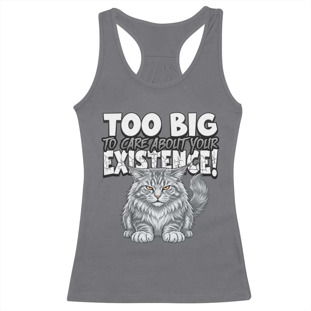 Funny Maine Coon Cat Racerback Tank Top Too Big To Care About Your Existence