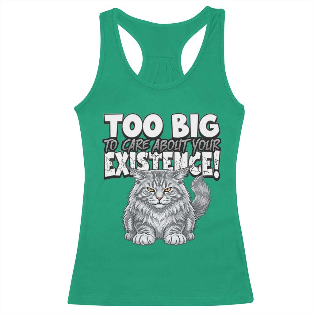 Funny Maine Coon Cat Racerback Tank Top Too Big To Care About Your Existence