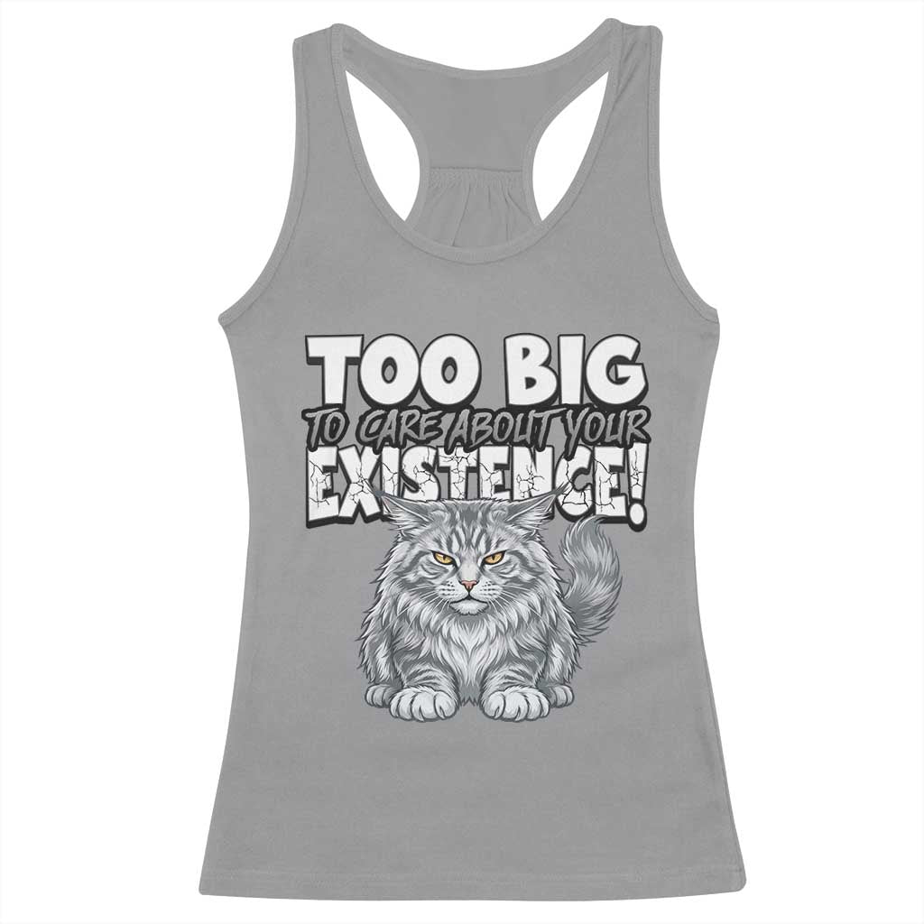 Funny Maine Coon Cat Racerback Tank Top Too Big To Care About Your Existence