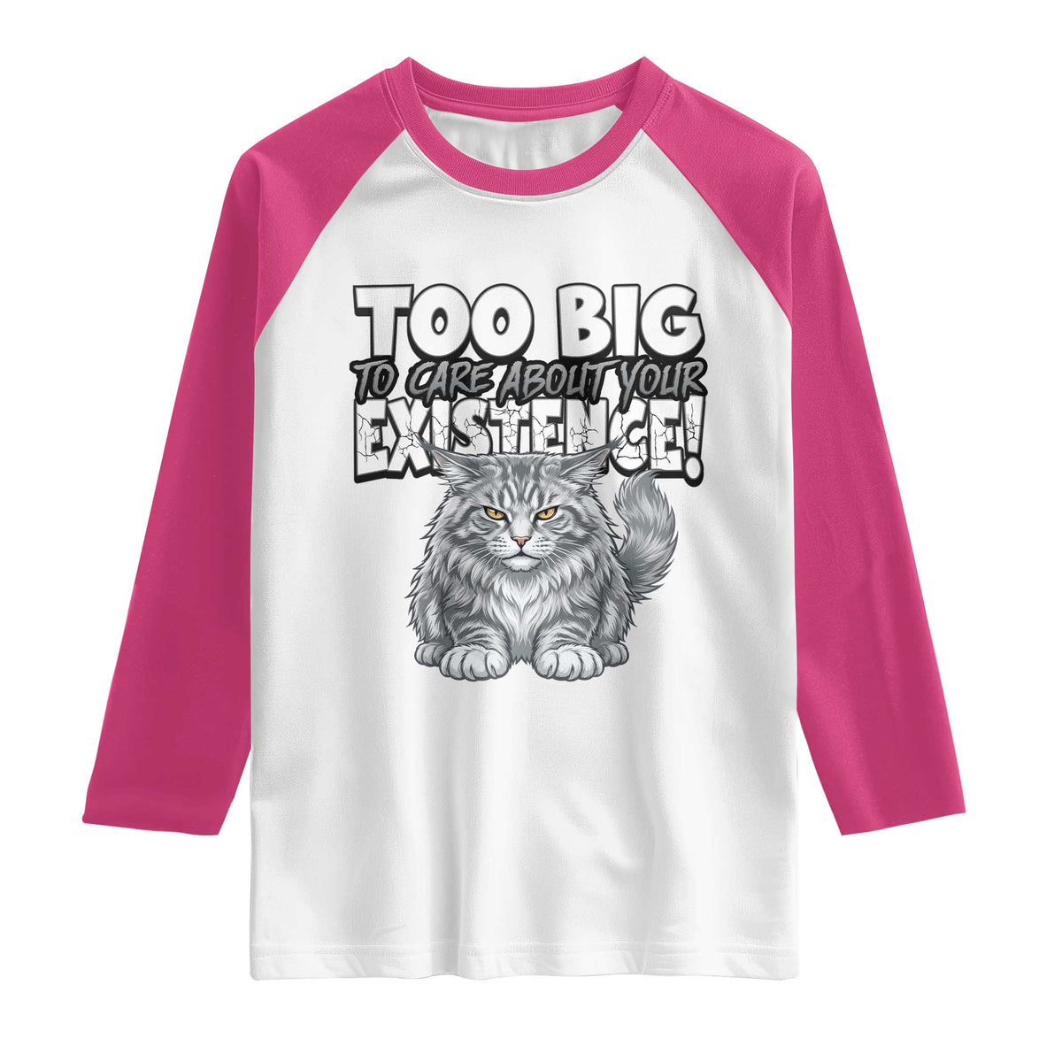 Funny Maine Coon Cat Raglan Shirt Too Big To Care About Your Existence