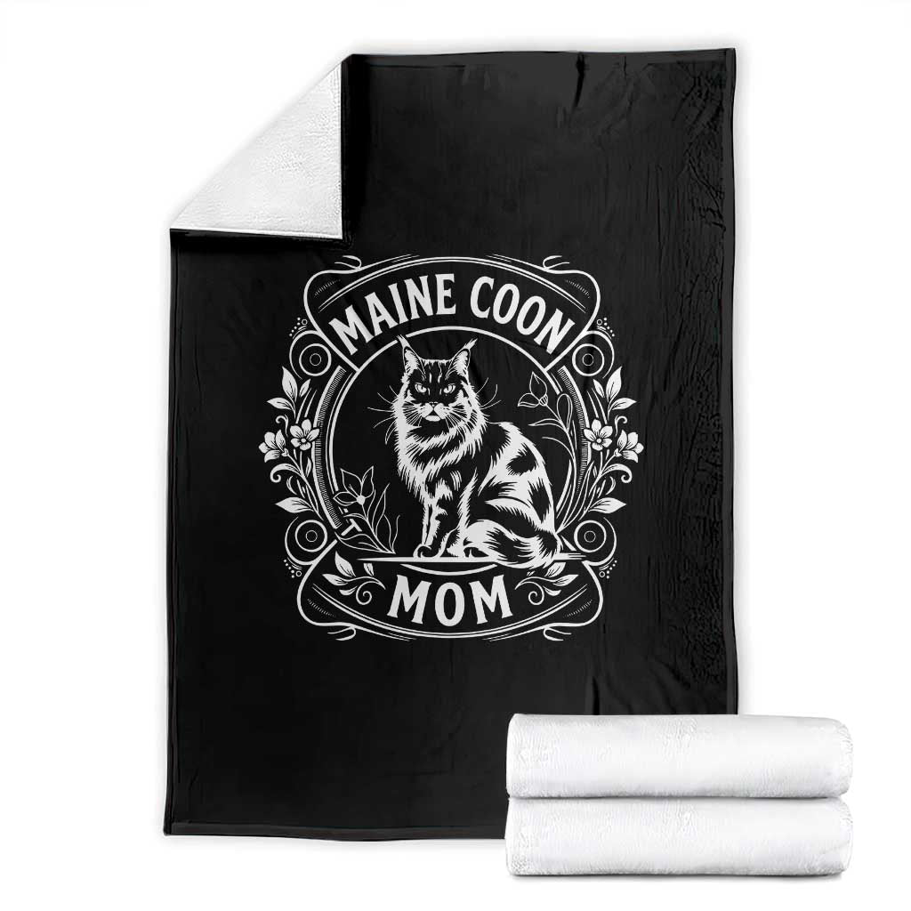 Vintage Floral Maine Coon Throw Blanket Mothers Day Cat Mom Gift