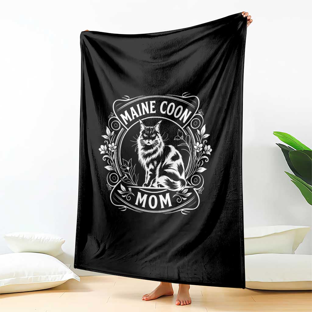 Vintage Floral Maine Coon Throw Blanket Mothers Day Cat Mom Gift