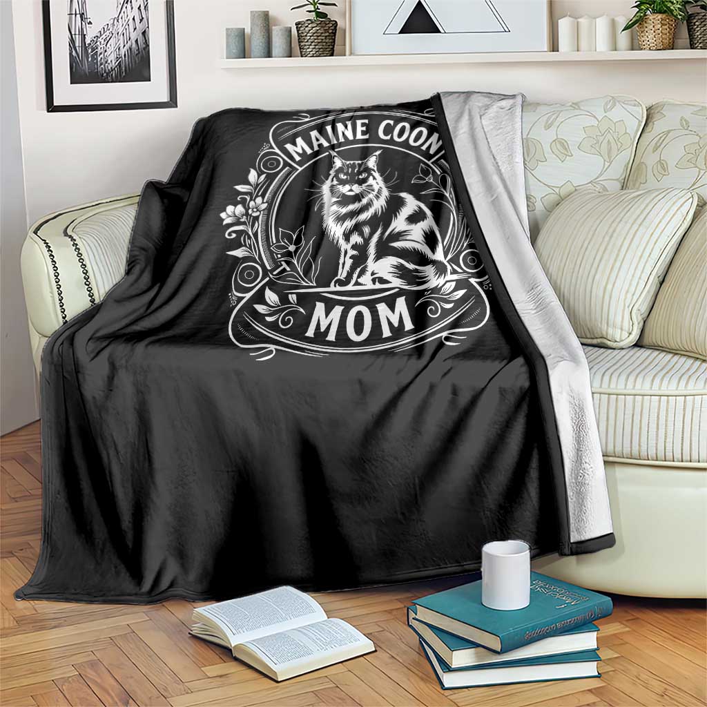 Vintage Floral Maine Coon Throw Blanket Mothers Day Cat Mom Gift