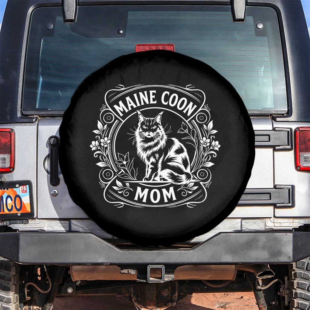 Vintage Floral Maine Coon Spare Tire Cover Mothers Day Cat Mom Gift