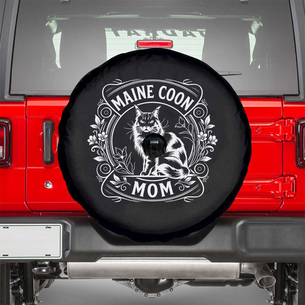 Vintage Floral Maine Coon Spare Tire Cover Mothers Day Cat Mom Gift