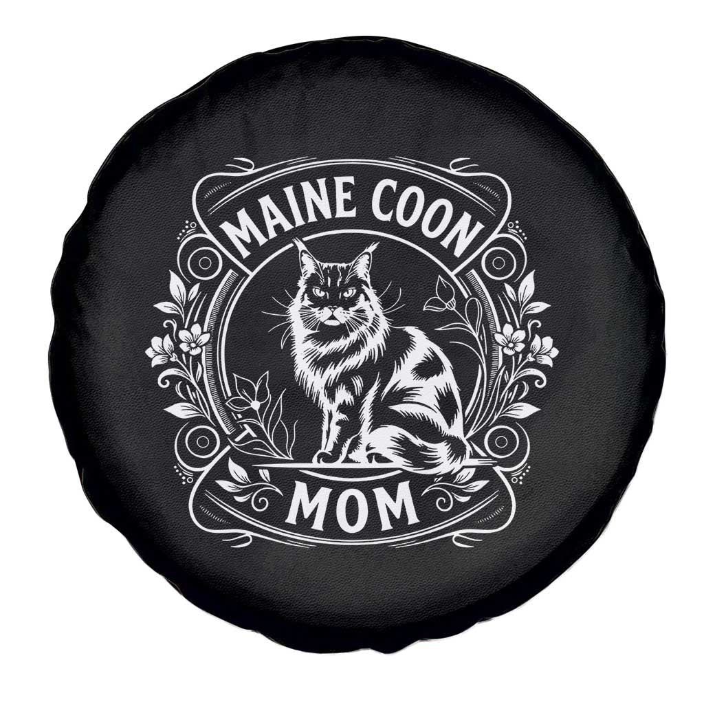 Vintage Floral Maine Coon Spare Tire Cover Mothers Day Cat Mom Gift