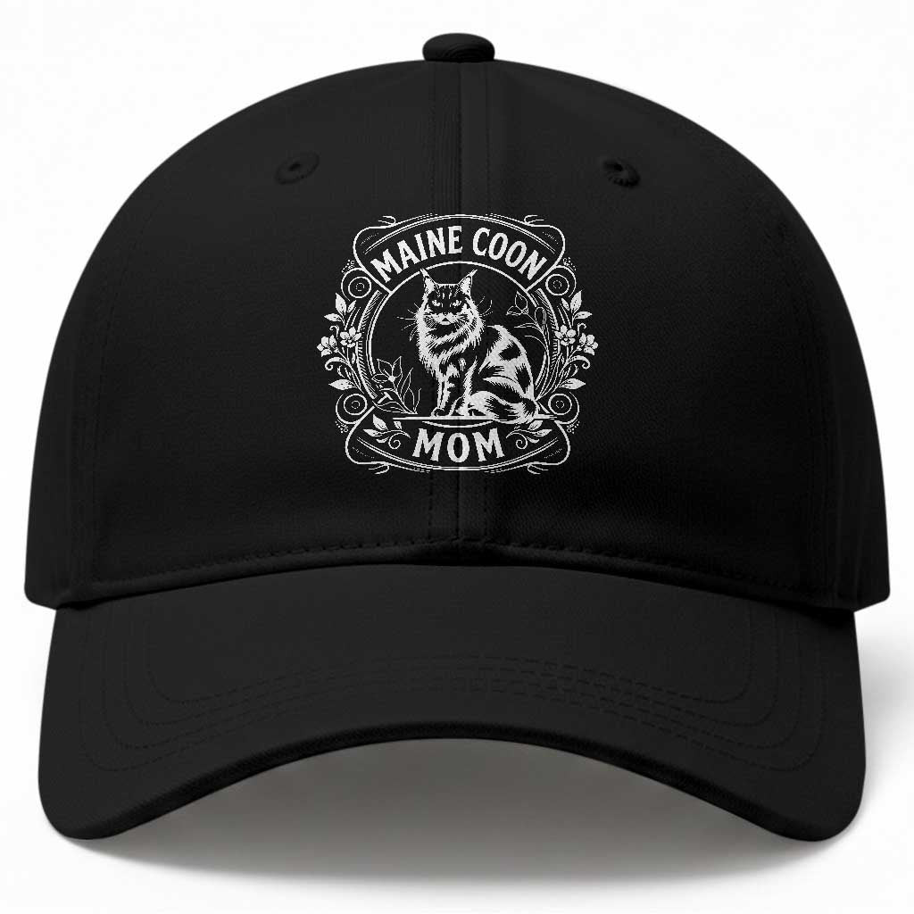 Vintage Floral Maine Coon Baseball Cap Mothers Day Cat Mom Gift