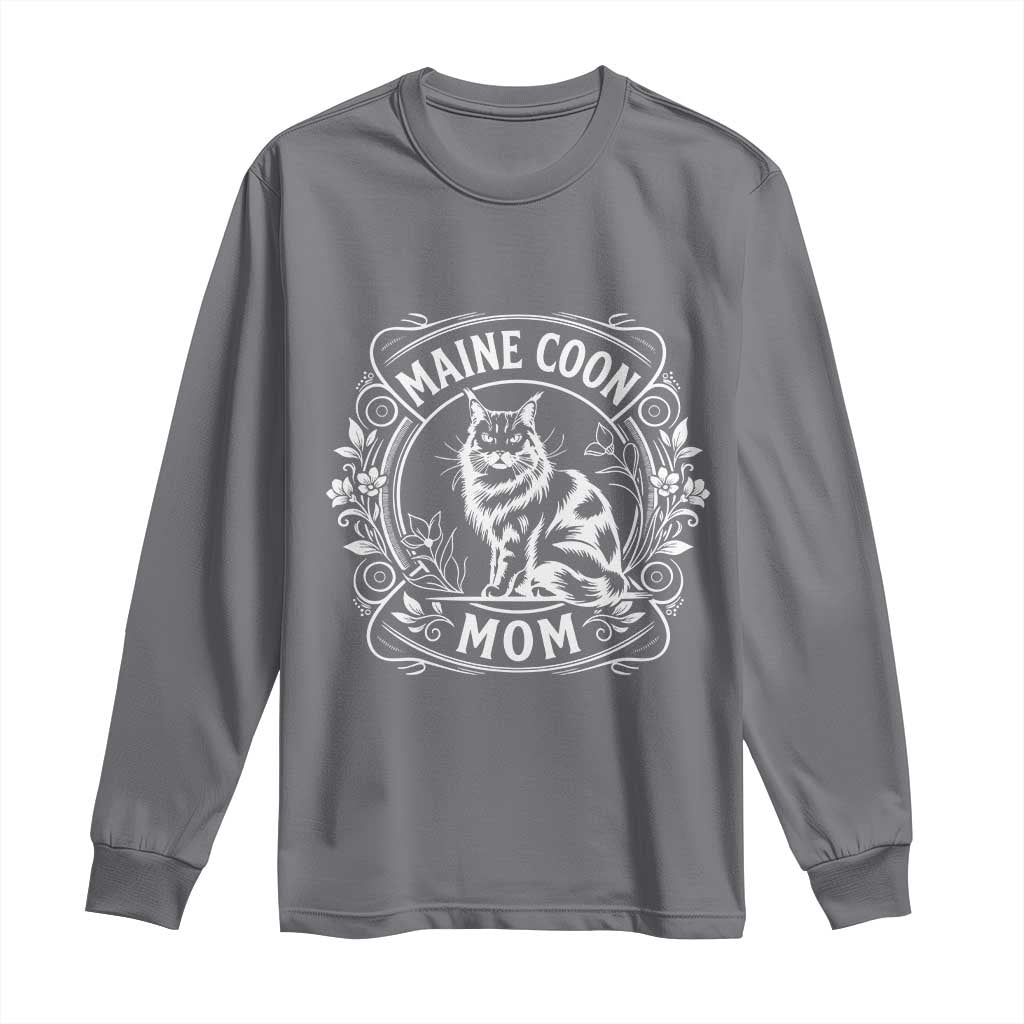 Vintage Floral Maine Coon Long Sleeve Shirt Mothers Day Cat Mom Gift
