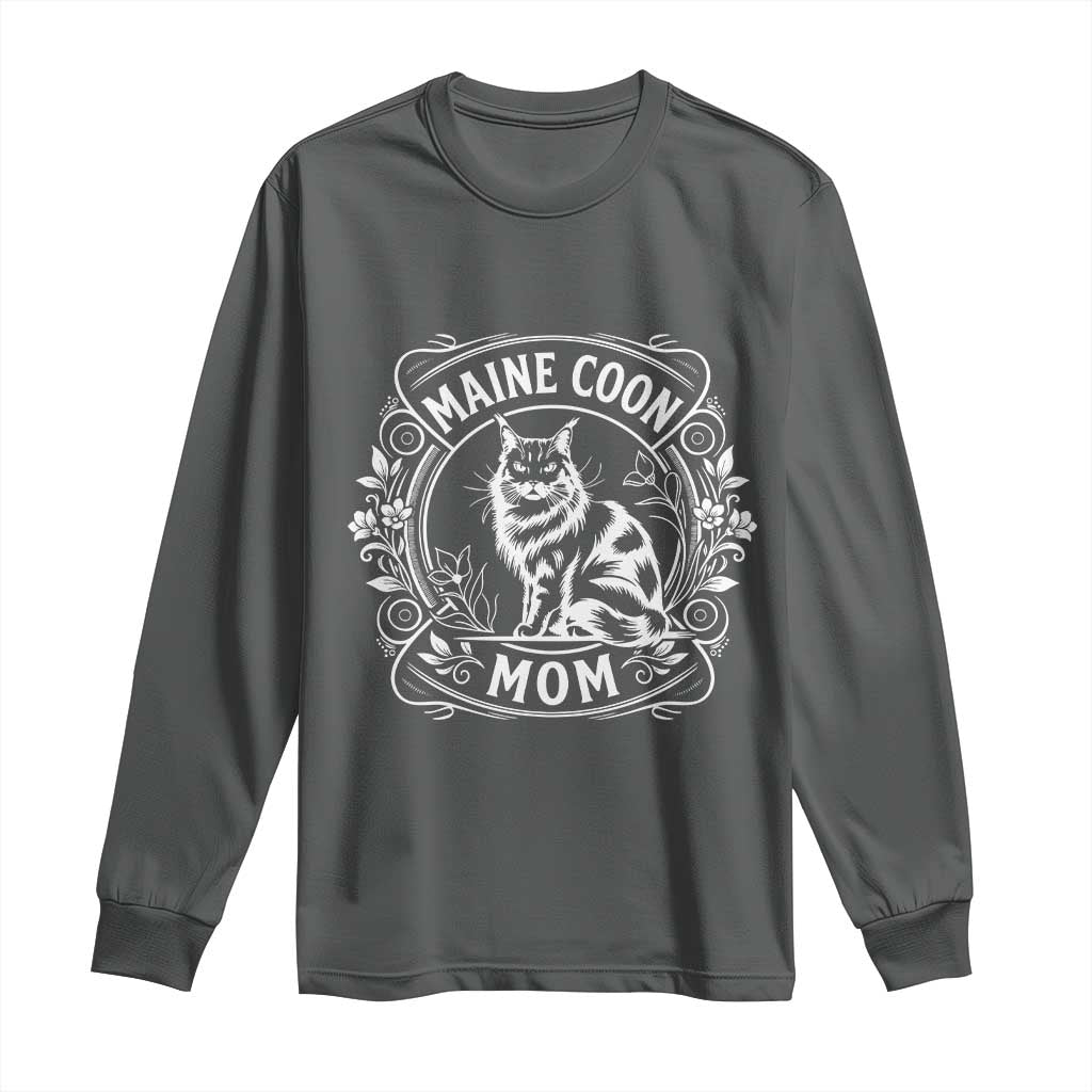Vintage Floral Maine Coon Long Sleeve Shirt Mothers Day Cat Mom Gift