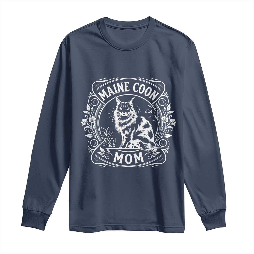 Vintage Floral Maine Coon Long Sleeve Shirt Mothers Day Cat Mom Gift