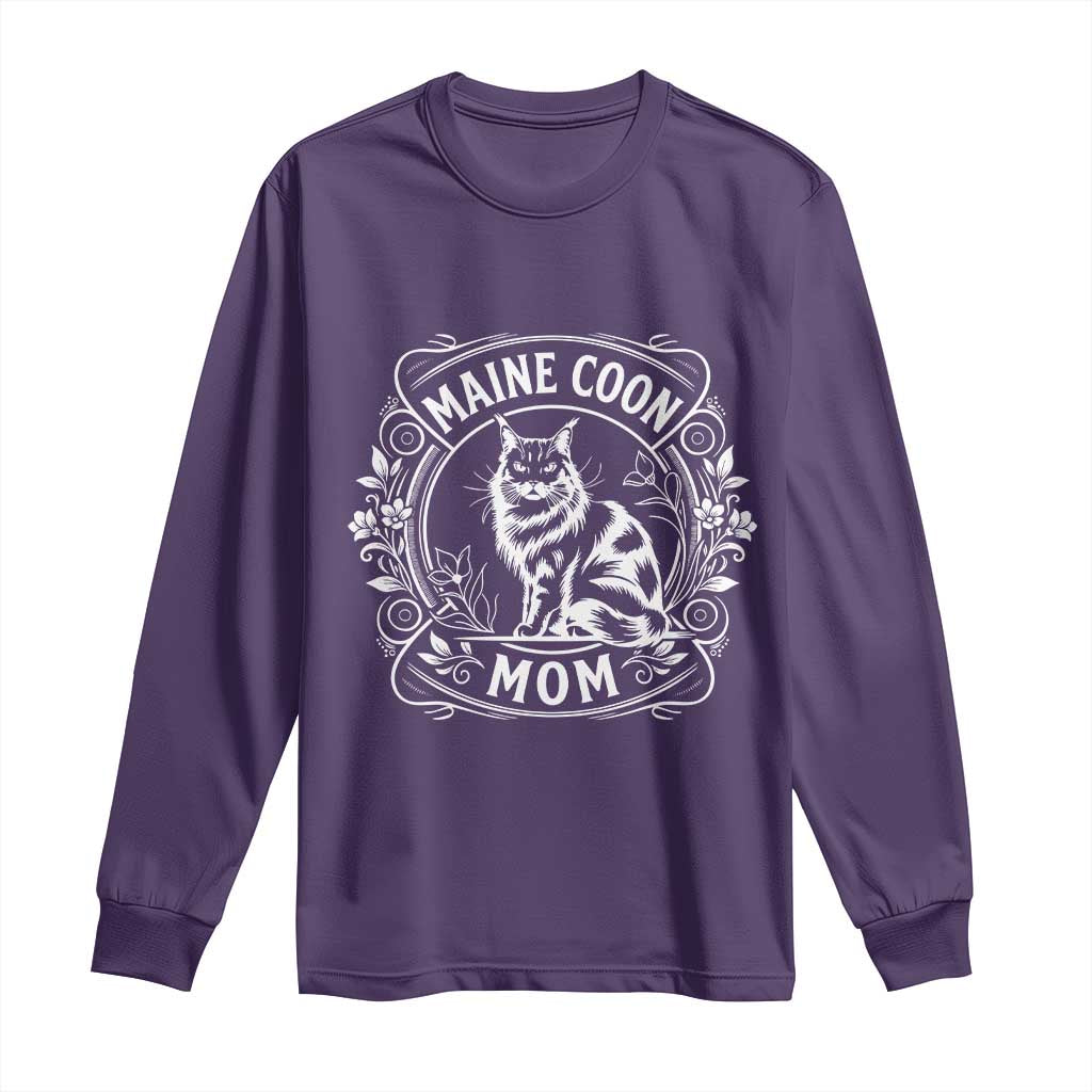 Vintage Floral Maine Coon Long Sleeve Shirt Mothers Day Cat Mom Gift