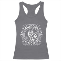 Vintage Floral Maine Coon Racerback Tank Top Mothers Day Cat Mom Gift