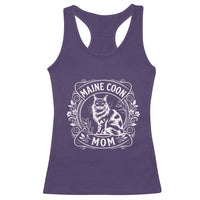 Vintage Floral Maine Coon Racerback Tank Top Mothers Day Cat Mom Gift