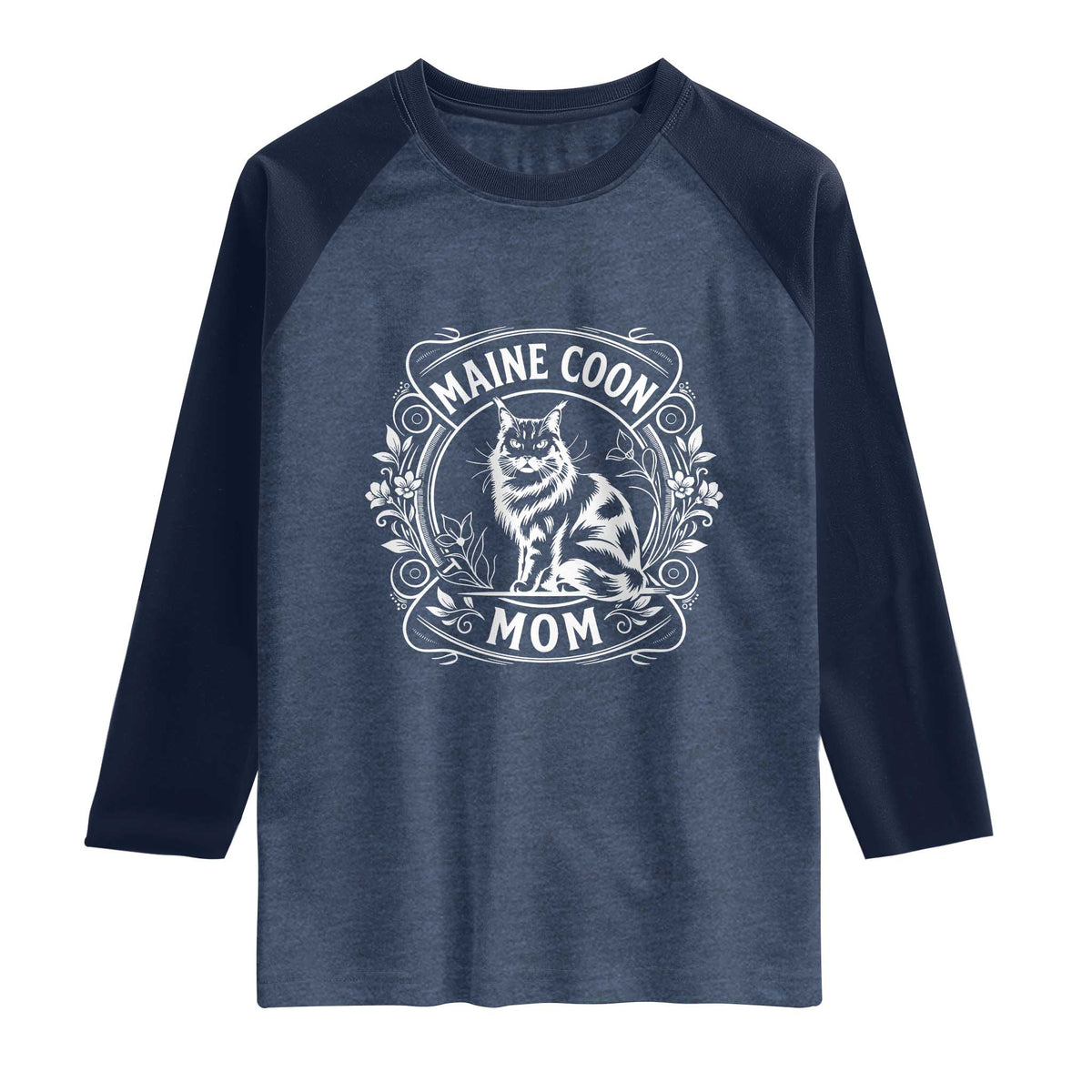 Vintage Floral Maine Coon Raglan Shirt Mothers Day Cat Mom Gift