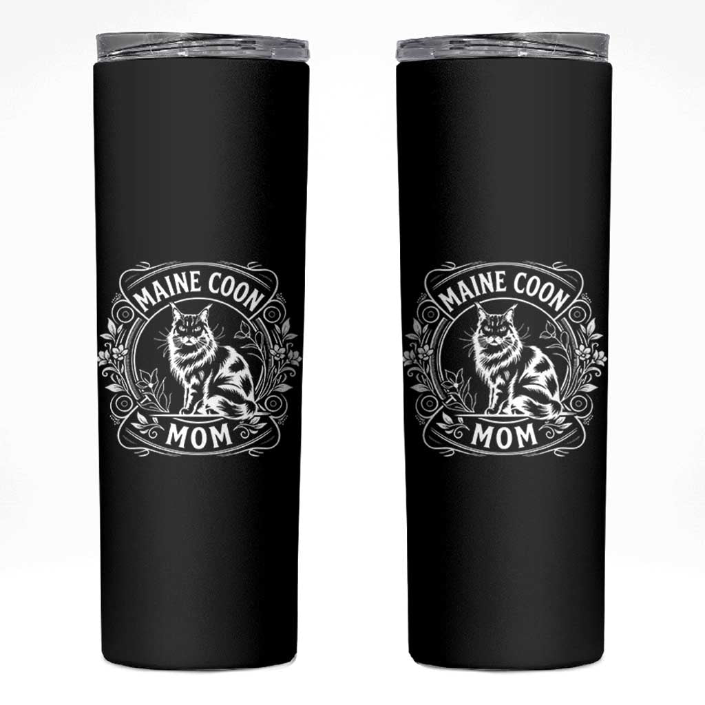 Vintage Floral Maine Coon Skinny Tumbler Mothers Day Cat Mom Gift